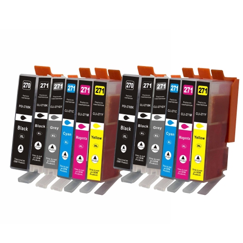 MAX SAVING  - 12 Ink Cartridge (2K, 2Pbk, 2C, 2M, 2Y, 2G) Compatible Pgi270Xl, Cli271Xl for Pgi-270Xl Cli-271Xl Pixma Mg7720 Ts8020 Ts9020