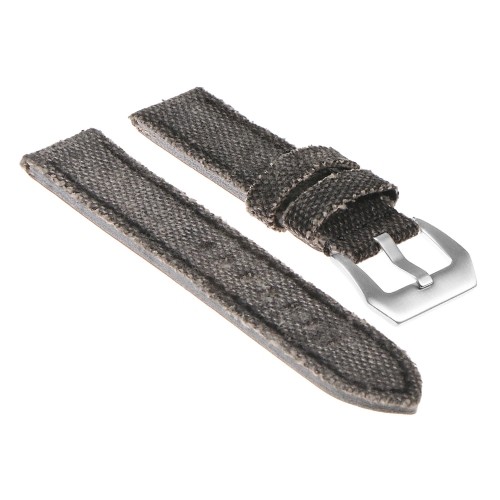 DASSARI  Frayed Edge Vintage Distressed Mens Faded Canvas Watch Band Strap - 20MM Faded In Black