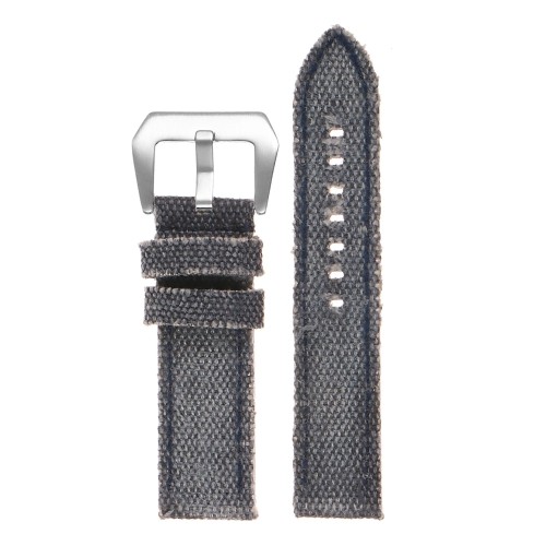 DASSARI Frayed Edge Vintage Distressed Mens Faded Canvas Watch Band Strap - 24mm Washed Blue