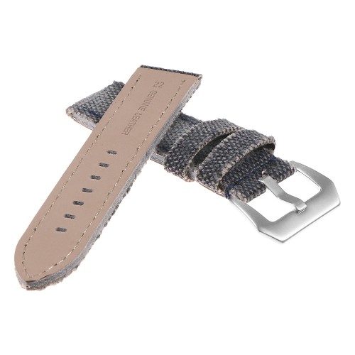 DASSARI Frayed Edge Vintage Distressed Mens Faded Canvas Watch Band Strap - 24mm Washed Blue