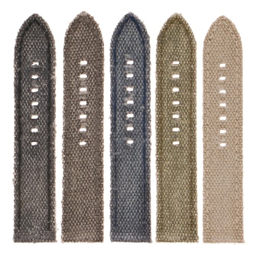 DASSARI Frayed Edge Vintage Distressed Mens Faded Canvas Watch Band Strap - 24mm Washed Blue