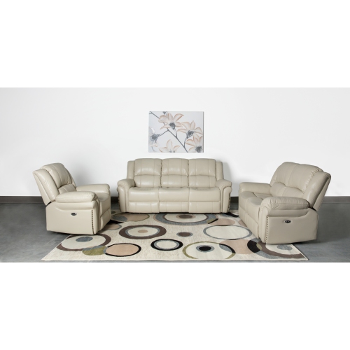 ENS. 3 pièces inclinables électriques cuir sofa, causeuse et fauteuil Alux A-Class Luxury Products - Beige