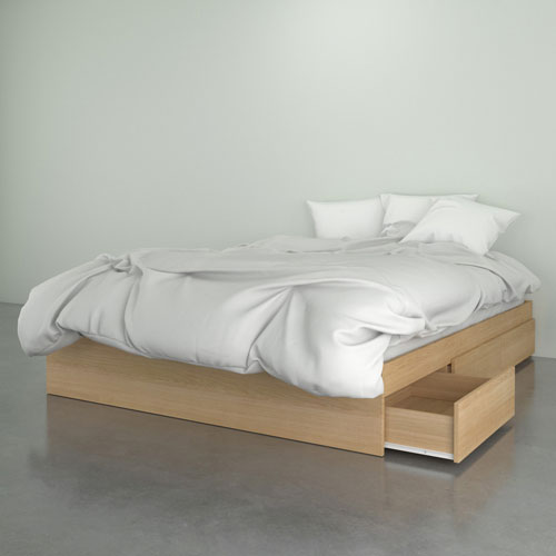 Nexera Contemporary Storage Bed Queen, White Queen Bed Frame With Storage Canada
