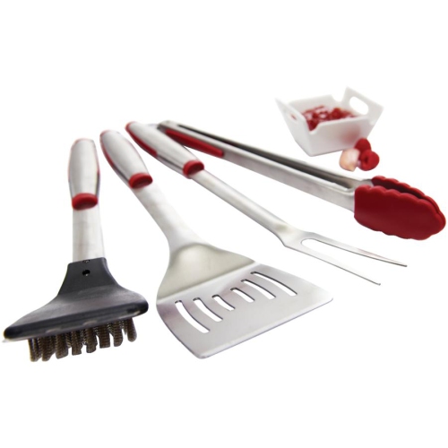 Four Piece Stainless Steel Soft Grip Barbecue Tool Set