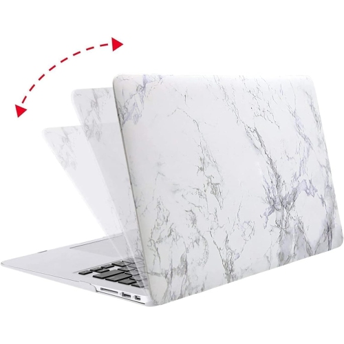 MacBook Air 13 inch Case, Plastic Pattern Hard Shell Case & Keyboard Cover & Screen Protector, White Marble
