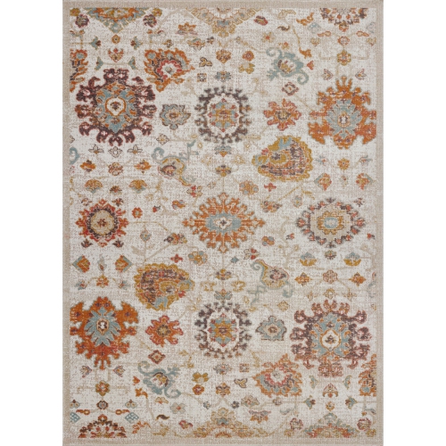 Ladole Rugs Venice Marigold Cream Ornamental Indoor/Outdoor Area Rug 5'3" x 7'6"