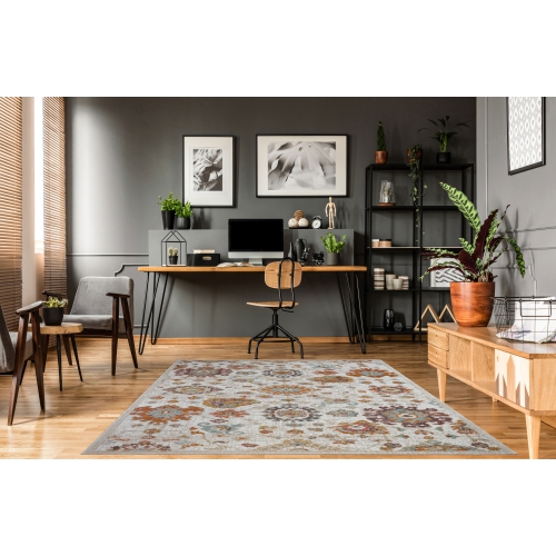 Ladole Rugs Venice Marigold Cream Ornamental Indoor/Outdoor Area Rug 5'3" x 7'6"