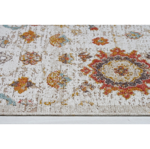 Ladole Rugs Venice Marigold Cream Ornamental Indoor/Outdoor Area Rug 5'3" x 7'6"