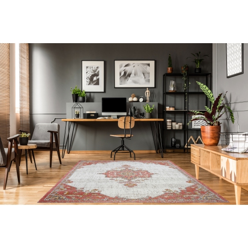 Ladole Rugs Highland Terracotta Cream Indoor/Outdoor Area Rug 7'10" x 10'5"