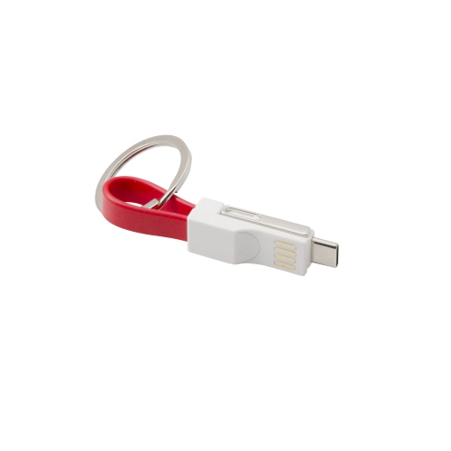3 in 1 Magnetic Universal Data USB Cable with Keychain for iPhone Android Micro and Type C - Red