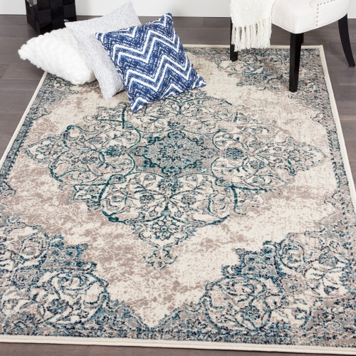 Saville Blue/Beige Area Rug 4'4"x6'2"