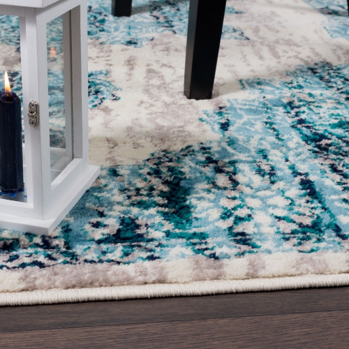 Tapis d'appoint bleu rétro Saville 2 pi 2 po x 3 pi 11 po