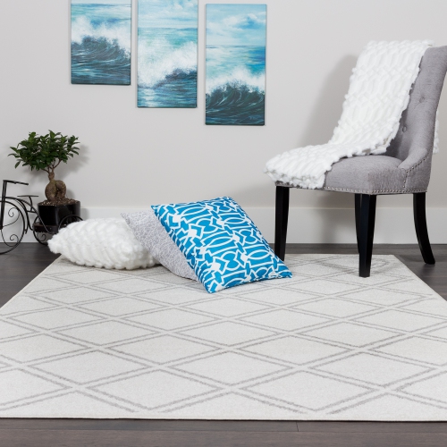 Lavan Diamond Lattice Off White Area Rug 2'2"x3'11"