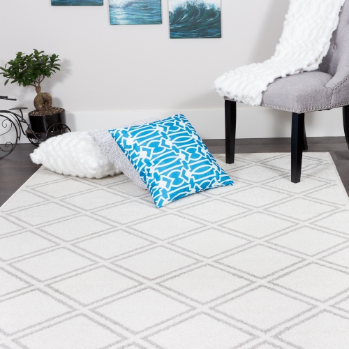 Lavan Diamond Lattice Off White Area Rug 2'2"x3'11"