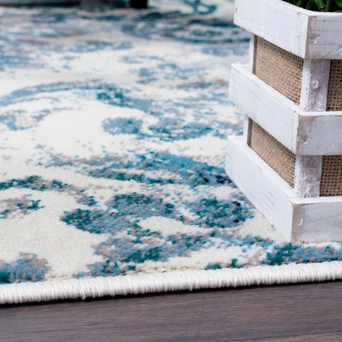 Tapis d'appoint Flora rétro bleu de Saville 2 pi 2 po x 3 pi 11 po