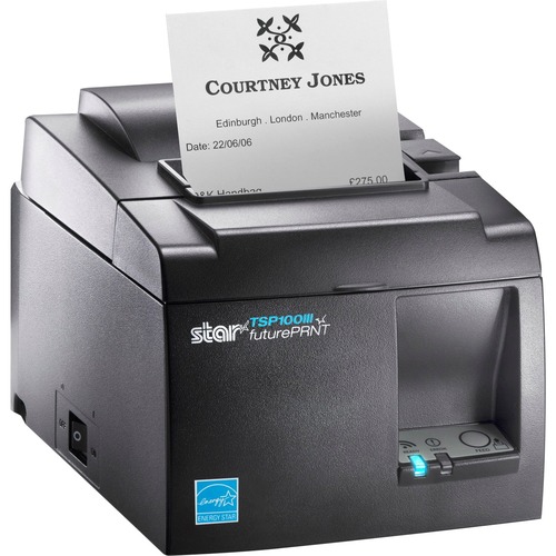 Star Micronics TSP143III, Thermique, Coupe automatique, Ports USB standard et USB Mfi, Gris, Câble USB, Alimentation interne