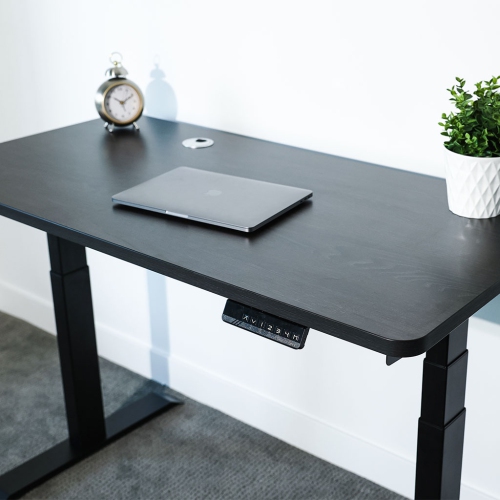 MotionGrey Height Adjustable German Electric Dual Motors Sit to Stand Computer Home Table and Office Standing Desk - Black Frame with Tabletop