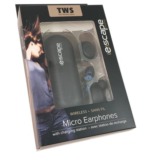 Escape Platinum BTM884 Mini Bluetooth Headphones With Charging Case Black