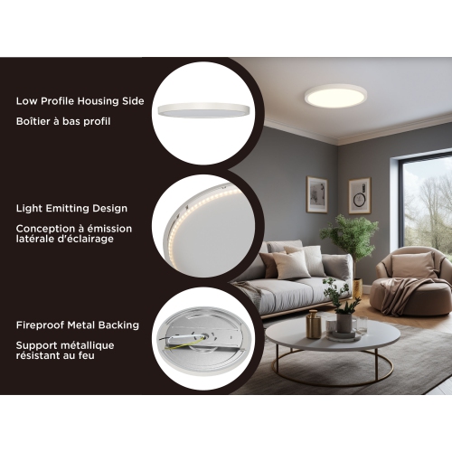 BAZZ 14 Inch White Flush Mount LED Ceiling Panel