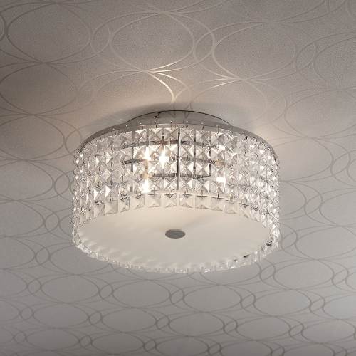 BAZZ 11 Inch Chrome and Glass Flush Mount Ceiling Light