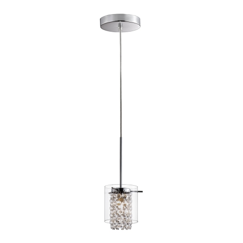 BAZZ Single Pendant with Clear Round Glass Shade and Glass Beads