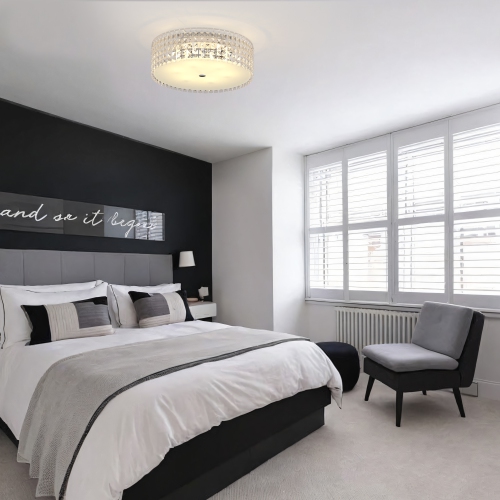 BAZZ 16 Inch Chrome and Glass Flush Mount Ceiling Light