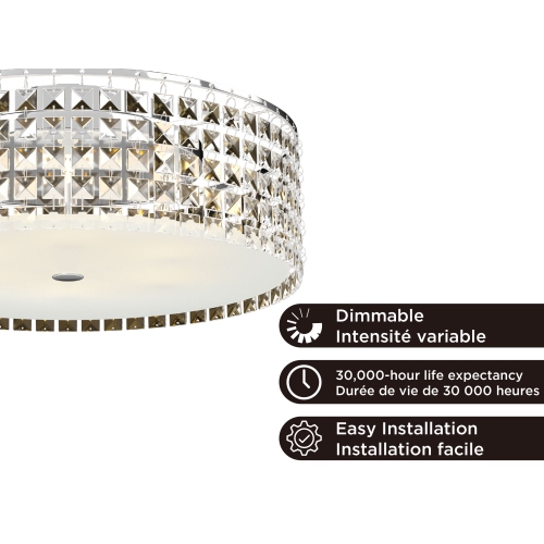 BAZZ 16 Inch Chrome and Glass Flush Mount Ceiling Light