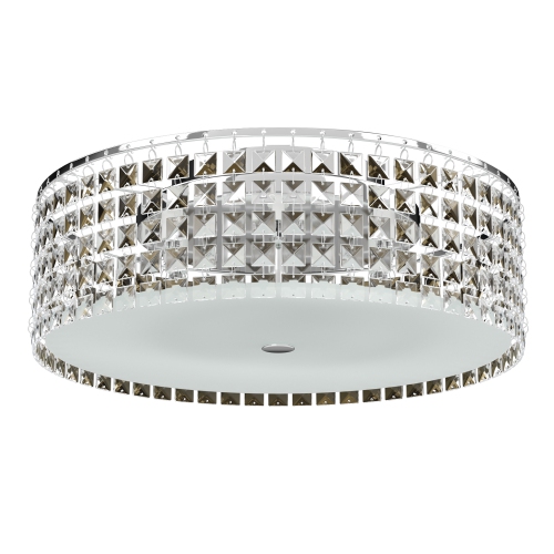 BAZZ 16 Inch Chrome and Glass Flush Mount Ceiling Light