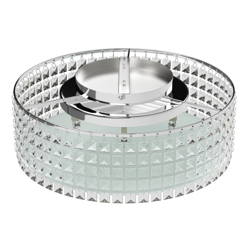 BAZZ 16 Inch Chrome and Glass Flush Mount Ceiling Light