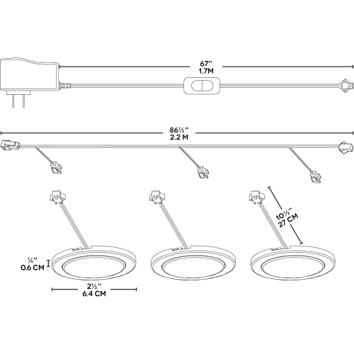 BAZZ 3 Pack Under Cabinet LED Puck