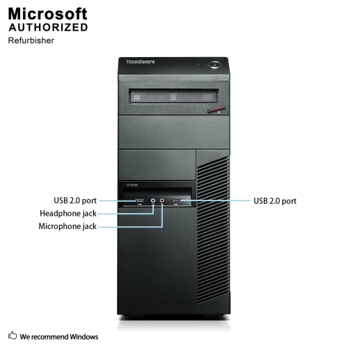 Refurbished - Lenovo ThinkCentre M92P Tower Intel Core i5 3470 3.20GHz, 8GB DDR3, 1TB HDD DVD, WIN 10 Pro(EN/FR)