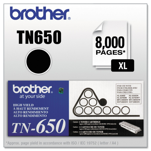 Brother TN650 High Yield Black Original Laser Toner, For DCP-8080, HL-5350DN, HL-5370D to 8890