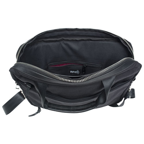 Sac messager en polyester à protection RFID de WillLand Outdoors - nuit noire