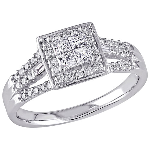 Engagement Ring in 10K White Gold with 0.53ctw White Diamonds - Size 6