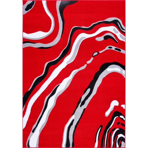 Ladole Rugs Calvin Red Black Abstract Area Rug 2'7" x 9'10"