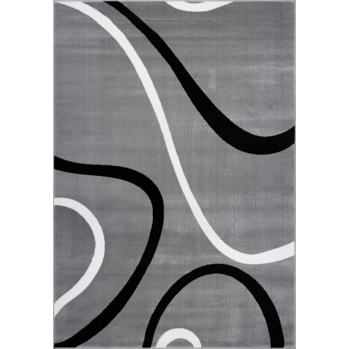 Ladole Rugs Turkish Light Gray Contemporary Spirals Area Rug 2'7" x 9'10"