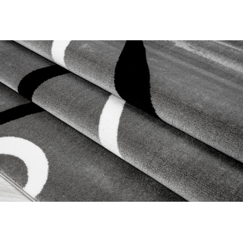 Ladole Rugs Turkish Light Gray Contemporary Spirals Area Rug 2'7" x 9'10"