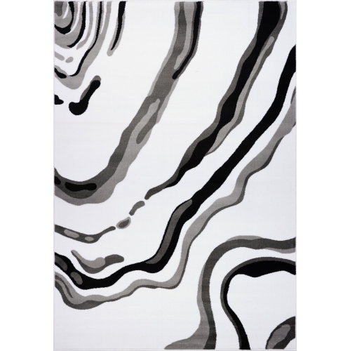 LA DOLE RUGS  Ladole Rugs Calvin Black Abstract Area Rug 3'11" X 5'3" In White
