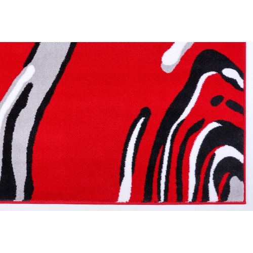 Ladole Rugs Calvin Red Black Abstract Area Rug 5'3" x 7'5"
