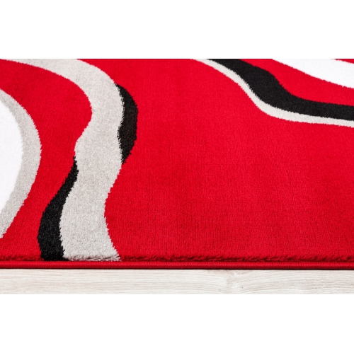 Ladole Rugs Calvin Red Black Abstract Area Rug 5'3" x 7'5"