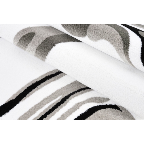 Ladole Rugs Calvin White Black Abstract Area Rug 5'3" x 7'5"