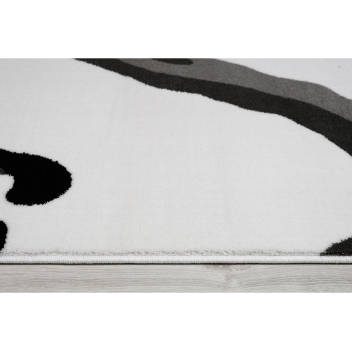 Ladole Rugs Calvin White Black Abstract Area Rug 6'5" x 9'5"