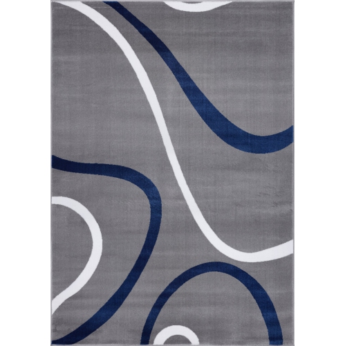 Ladole Rugs Turkish Gray Blue Contemporary Spirals Area Rug 3'11" x 5'3"