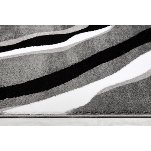 Ladole Rugs Calvin Grey Black Abstract Area Rug 3'11" x 5'3"