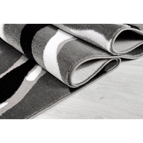 Ladole Rugs Calvin Grey Black Abstract Area Rug 3'11" x 5'3"