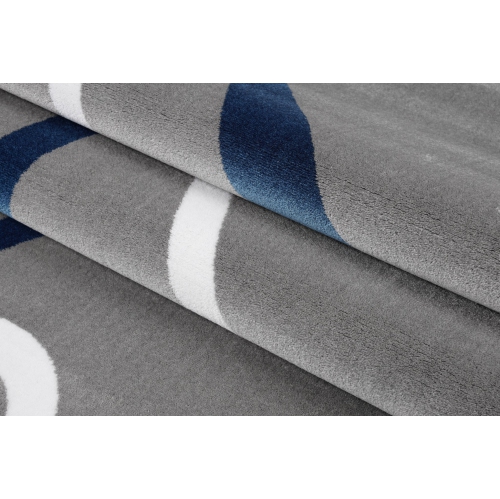 Tapis contemporain bleu spirales 5 pi 3 po x 7 pi 5 po de Ladole