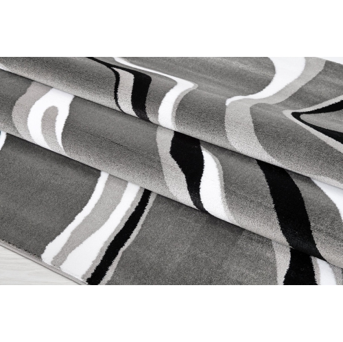 Ladole Rugs Calvin Grey Black Abstract Area Rug 6'5" x 9'5"