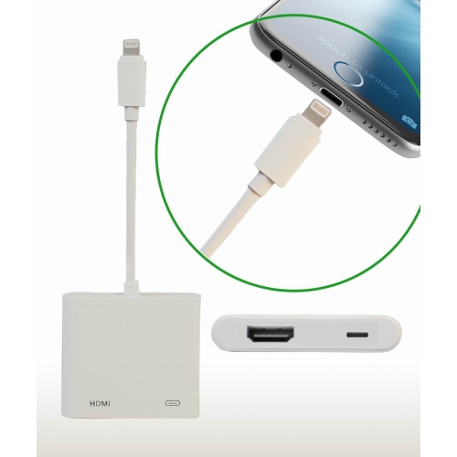 Pas pour Netflix et  prime - Adaptateur AV numérique Lightning;  connecteur HDMI; iPhone 5/6/7; iPad à HDMI; projecteur équipé d'un  téléviseur