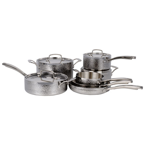 Cuisinart 11-Piece Hand Hammered Triple-Ply Stainless Steel Cookware Set - Silver