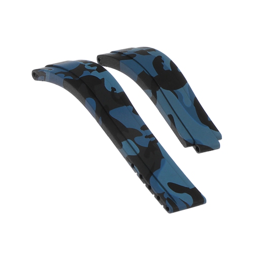 StrapsCo 20mm Camo Rubber Replacement Watch Band Strap for Rolex Daytona & Submariner - Blue Camo - No Clasp